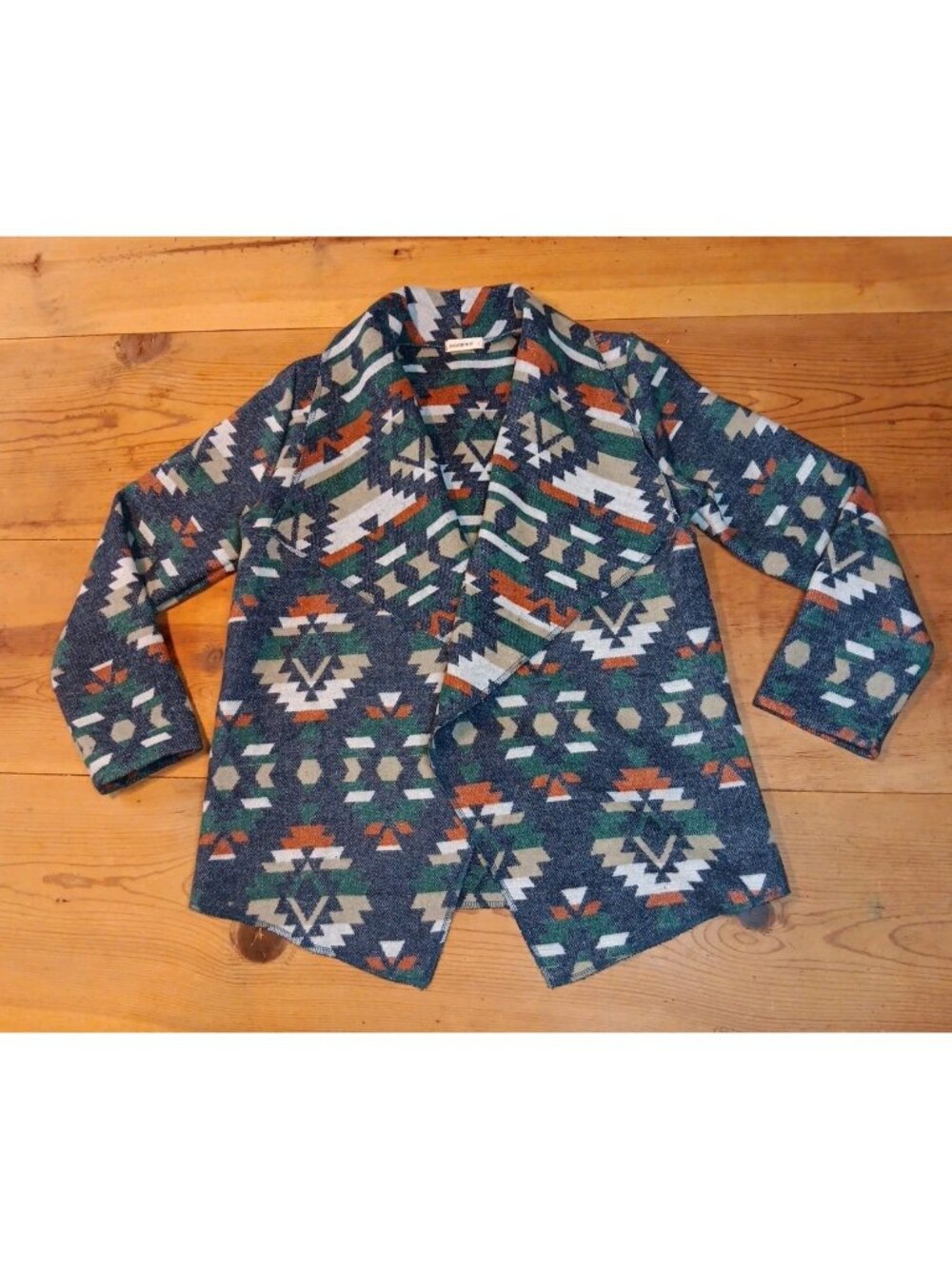 AndTheWhy Women L Cardigan Sweater Southwestern Aztec Western Open Front Fleece